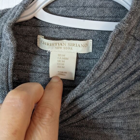 Christian Siriano grey Merino wool blend sweater mock neck medium @D - Picture 3 of 12